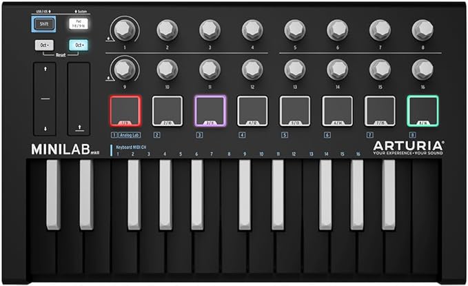 Arturia - MiniLab MkII Inverted - Portable MIDI Controller for Music Production, with All-in-One Software Package - 25 Keys, 8 Multi-Color Pads