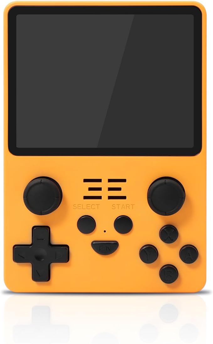 RGB20S Handheld Game Console with 20000 Games, 3.5 Inch IPS Screen, Open Source Arkos System, Portable Game Consoles for Adults and Kids, 16G+128G,Yellow